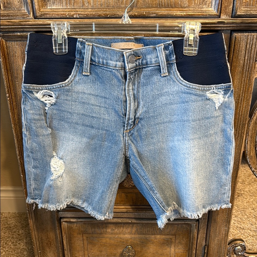 Maternity Joe’s Jeans bermuda denim shorts frayed summer spring beach resort